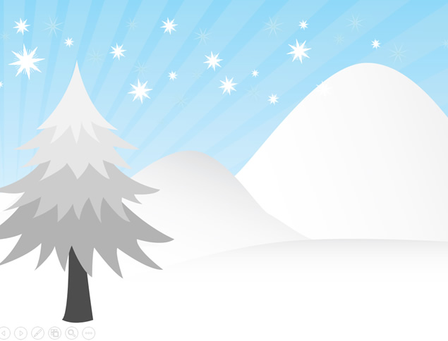 圣诞礼物从雪山顶滑下来动画――圣诞节祝福贺卡PPT模板
